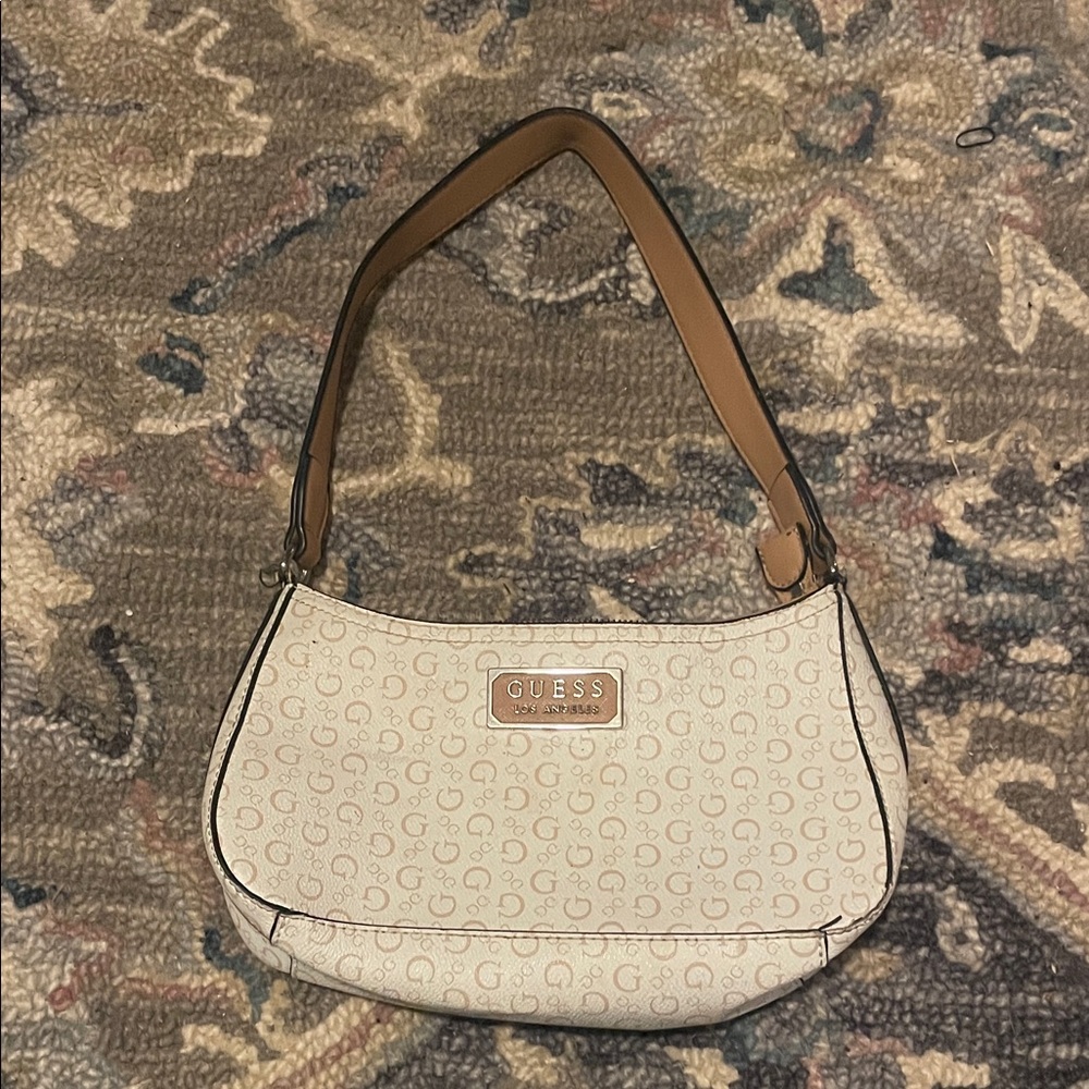 GUESS Beige and Brown Shoulder Bag